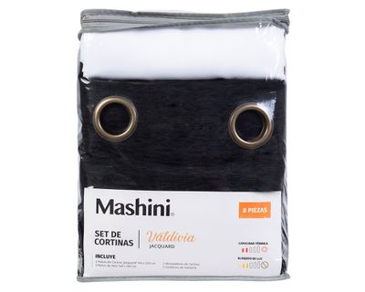 Imagen 2 del producto Set cortina Valdivia jacquard 140x220 cm negro