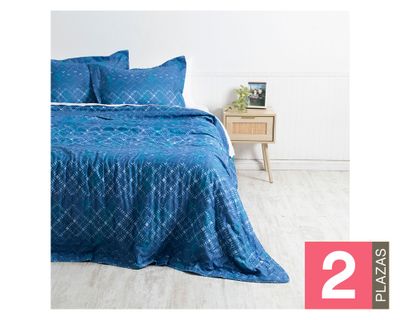 Set quilt + juego sábanas Índigo diseño 2 plazas