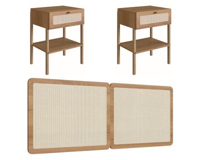 Imagen 1 del producto Respaldo 27967 + 2 Veladores 27932 natural