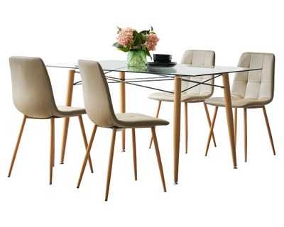 Comedor 4 personas Lavi beige 77x 140x90 cm