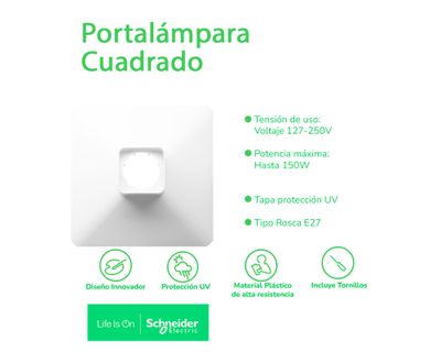 Imagen 2 del producto Plafón cuadrado 120W E27 1L Dexson blanco