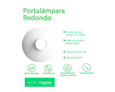 Imagen 2 del producto Plafón redondo 120W E27 1L Dexson blanco