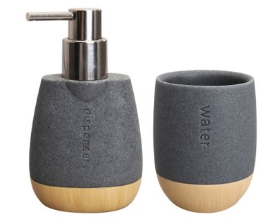 Set accesorios de baño 2 piezas Piedra bambú