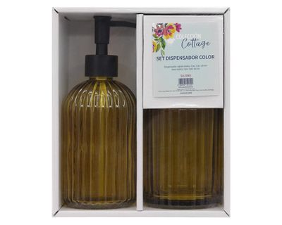 Dispensador + vaso Cottage mostaza