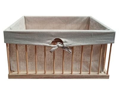 Caja multiuso con tela L beige 25x35x18 cm
