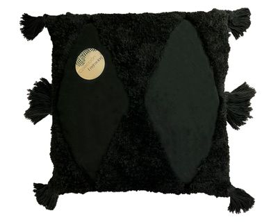 Imagen 1 del producto Cojín relieve rombos/tassels 45x45 cm