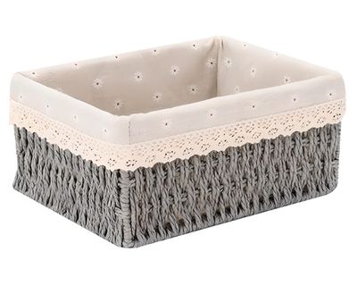 Canasto organizador con tela S gris 8x18x12 cm