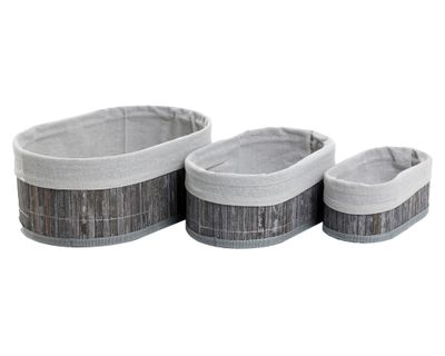 Canasto organizador Oval gris 3 Piezas