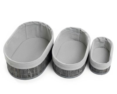 Imagen 2 del producto Canasto organizador Oval gris 3 Piezas
