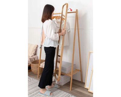 Imagen 2 del producto Perchero organizador espejo madera 158x100 cm beige