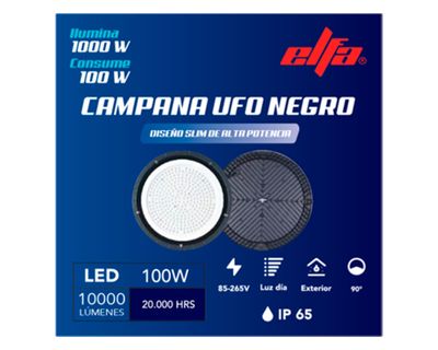Imagen 2 del producto Campana LED 100 W 1 luz fría negro
