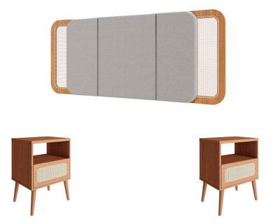 Imagen 1 del producto Respaldo TW156 + 2 veladores TW59 café