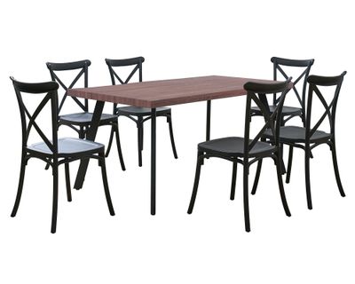 Comedor 6 personas Toledo madera oscura 75x160x90 cm