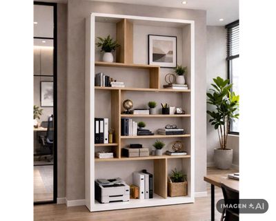 Imagen 2 del producto Librero Antonia blanco/natural 180x120x29.6 cm