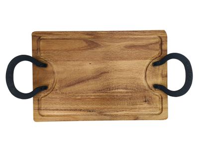 Tabla acacia Asas fierro 50x35x2.4 cm