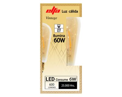 Imagen 2 del producto Ampolleta led 6W E27 luz cálida ST64 Filamento
