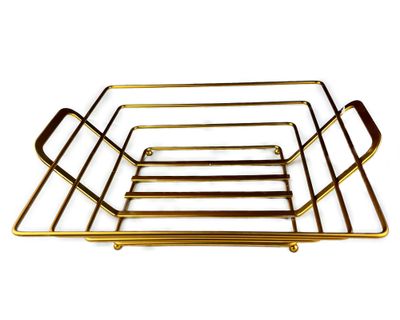 Frutera de mesa cuadrado dorado