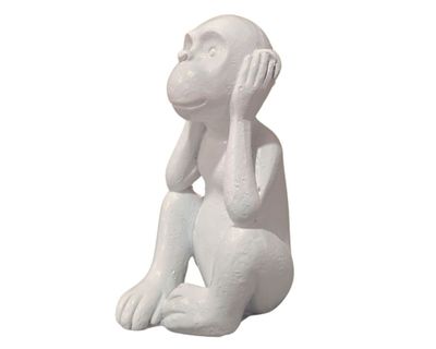 Imagen 2 del producto Figura decorativa Mono oír blanco 15 cm