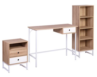 Imagen 2 del producto Combo Escritorio 1 cajón + Cajonera 2 cajones + Librero Luna natural/blanco