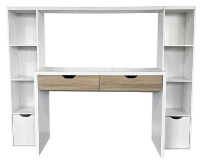 Centro trabajo 2 personas Reine blanco/natural 140x180x45 cm