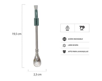 Imagen 2 del producto Bombilla Spoon yerba mate acero/verde