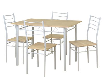 Comedor 4 sillas Barry natural/blanco 76x110x70 cm