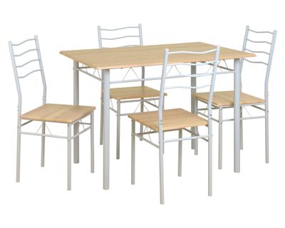 Imagen 2 del producto Comedor 4 sillas Barry natural/blanco 76x110x70 cm