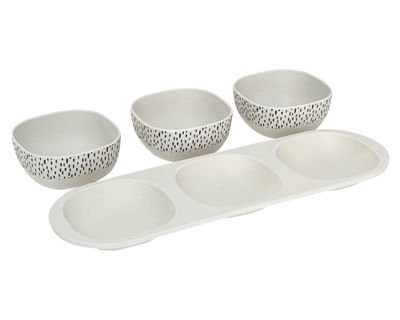 Imagen 2 del producto Set bandeja 3 divisiones + 3 bowls Puntos blanco/negro
