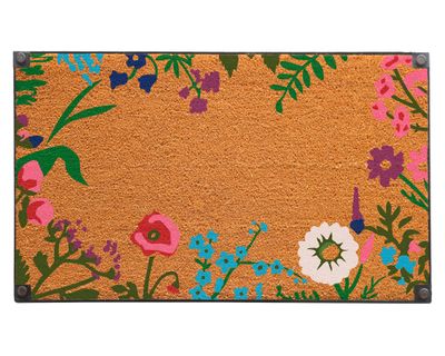 Limpiapiés Borde metal Flores 50x85 cm