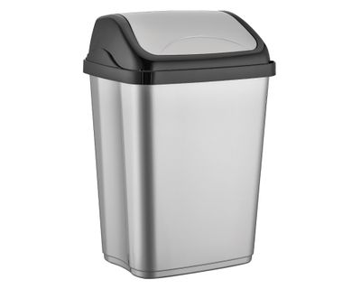 Basurero tapa vaivén plateado 5 lt