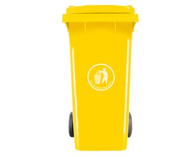 Basurero cuadrado amarillo 120 lt