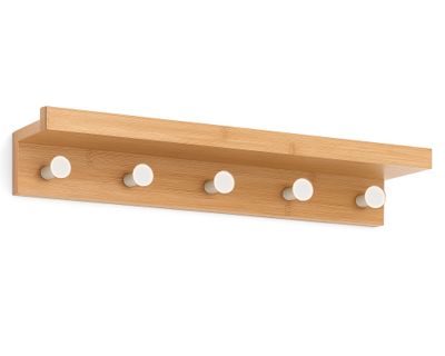 Repisa pared 5 ganchos madera/blanco