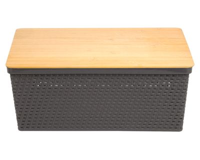 Imagen 1 del producto Caja organizadora Tejida tapa bambú marengo 11.5L