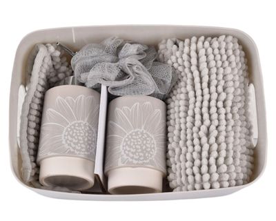 Imagen 1 del producto Canasto + accesorios baño gris claro