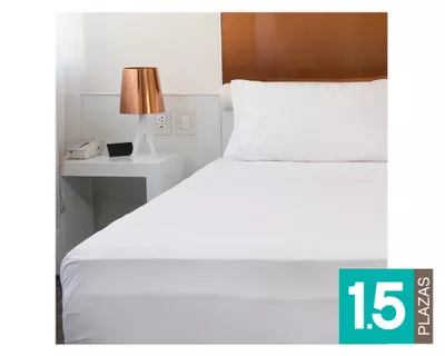 Juego sábanas 1.5 plazas 200 hilos Hotel blanco