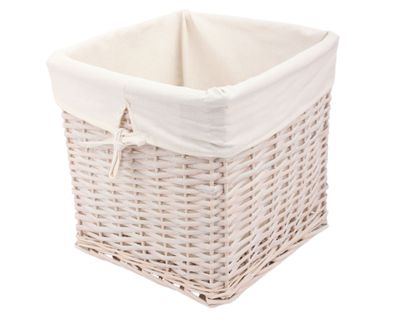 Imagen 2 del producto Canasto tela interior/mimbre blanco 30x30x30 cm