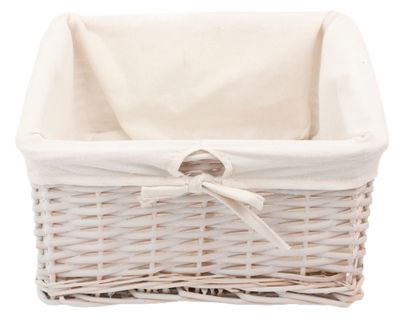 Canasto mimbre/tela bajo blanco 15x30x30 cm