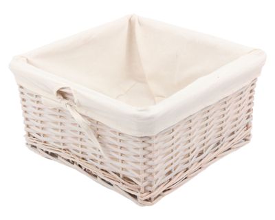 Imagen 2 del producto Canasto mimbre/tela bajo blanco 15x30x30 cm