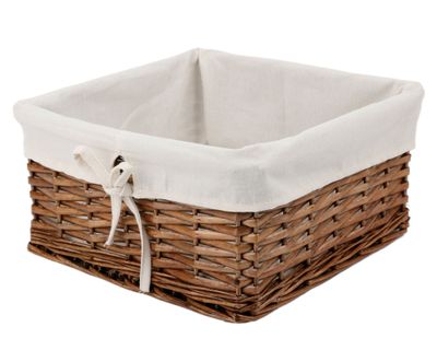 Canasto mimbre/tela bajo natural 15x30x30 cm