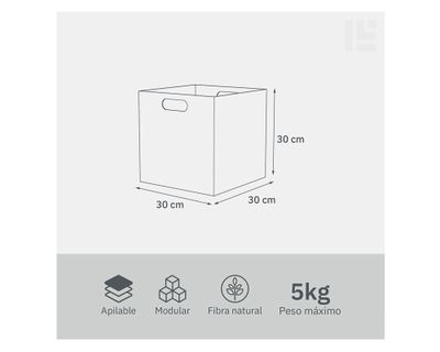 Imagen 2 del producto Caja alta con asas natural 30x30x30 cm