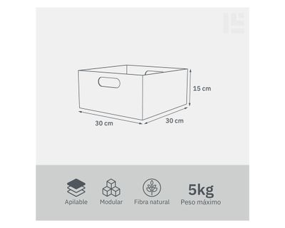 Imagen 2 del producto Caja modular con asas bajo natural 15x30x30 cm