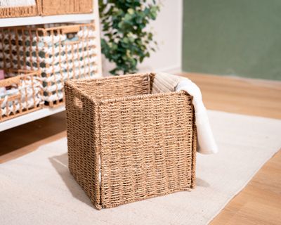 Imagen 2 del producto Canasto plegable con asas alto natural 30x30x30 cm