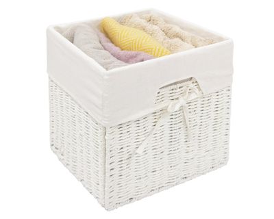 Imagen 2 del producto Canasto con tela alto Tejido blanco 30x30x30 cm