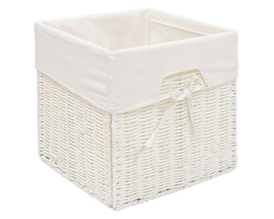Canasto con tela alto Tejido blanco 30x30x30 cm