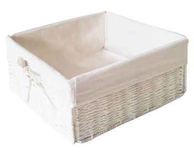 Canasto con tela bajo Tejido blanco 15x30x30 cm