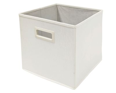 Canasto plegable textil alto crema 30x30x30 cm