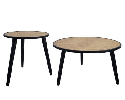 Set mesa centro Olani negro/natural 2 piezas