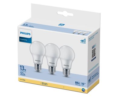 Imagen 2 del producto Pack 3 ampolletas led 13 W E27 luz cálida EcoHome