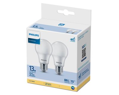 Imagen 2 del producto Pack 2 ampolletas led 13 W E27 luz cálida EcoHome