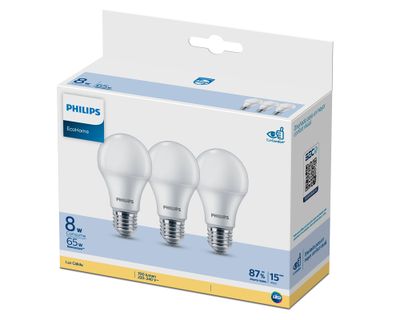 Imagen 2 del producto Pack 3  ampolletas led 8 W E27 luz cálida EcoHome